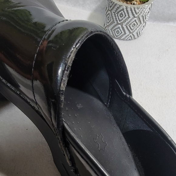 Dansko Black Gray Ombre Patent Leather Professional Round Toe Clogs Size 39 - Picture 7 of 13